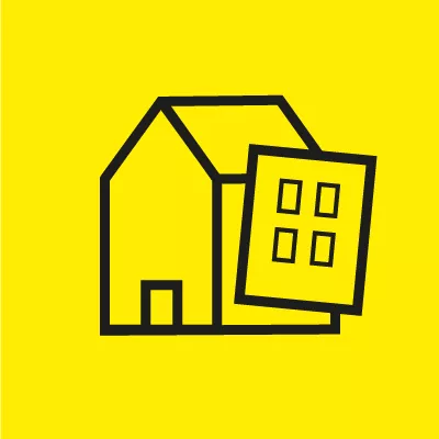 Haus Icon mit gelbem Hintergrund
