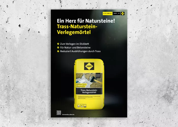Vorschaubild für das Produkt Poster des Trass-Naturstein-Verlegemörtels